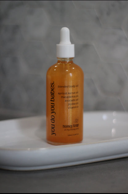 YOU DO YOU BABES BODY OIL IN BATHROOM HONEY TRAP SHIMMER
