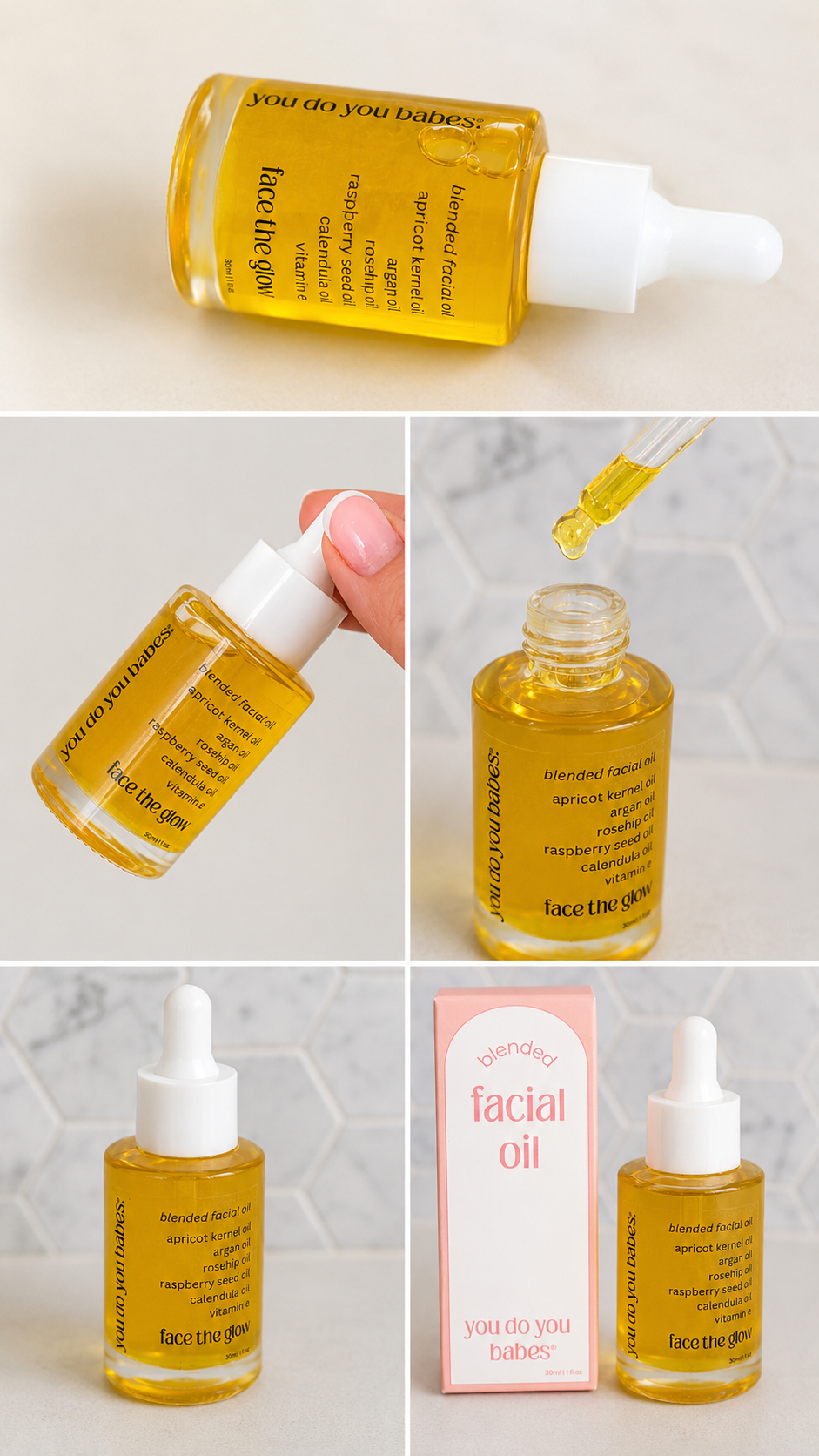face the glow facial oil collage
